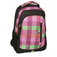 Plecak młodzieżowy czarno-różowy duża krata