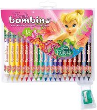 Kredki Bambino drewniane 18 kolorów z nadrukiem z temperówką Disney Wróżki