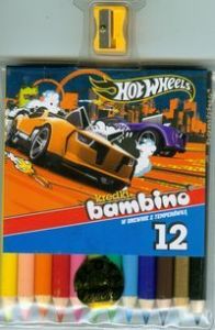 Kredki bambino drewniane 12 kolorów z temperówką Hot Wheels