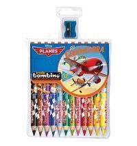 Kredki Bambino drewniane 12 kolorów z temperówką Planes