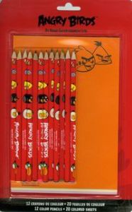 Kredki 12 kolorów Angry Birds + 20 kolorowych kartkek