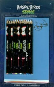 Kredki 12 kolorów Angry Birds Space + 20 kolorowych kartkek
