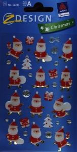 Naklejki świąteczne błyszczące 3D Z Design Christmas Mikołaje